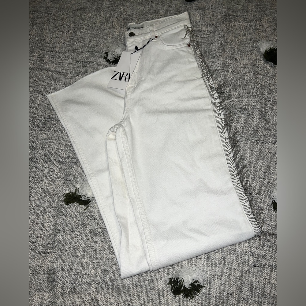 23 ZARA THE 90 'S PREMIUM FULL LENGTH Bay embellishment Size 2 White Silver Y2K